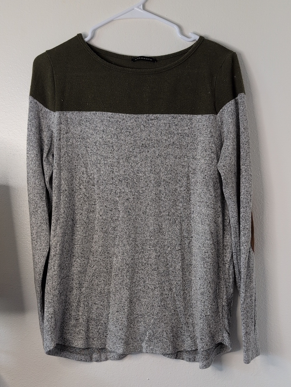 Staccato Olive Knit Top with Black Logo Tag